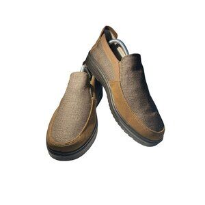 Unbranded Men's size 250 (US 8) brown dual-Tone Fabric Design Slip-on shoes